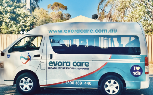 The Evora Care disability-accessible van parked in Alice Springs